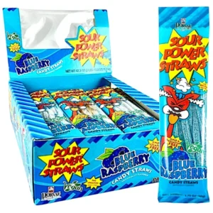 SOUR POWER STRAWS BLUE RASPBERRY 24 CASE