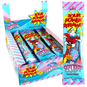SOUR POWER STRAWS COTTON CANDY 24 CASE