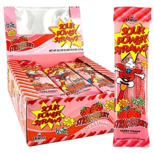 SOUR POWER STRAWS STRAWBERRY 24 CASE