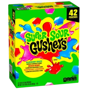 FRUIT GUSHERS SNACKS SUPER SOUR 8 OZ 42 PACK