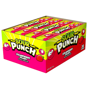 SOUR PUNCH STRAWS STRAWBERRY 2 OZ 24 CASE