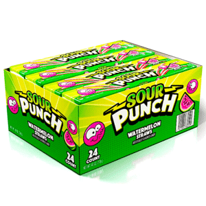SOUR PUNCH STRAWS WATERMELON 2 OZ 24 CASE