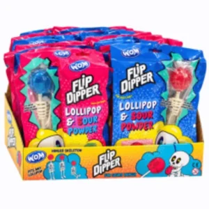 WOM FLIP DIPPER LOLLIPOP & SOUR POWDER 18 CASE